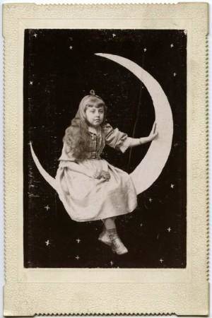vintage girl in moon