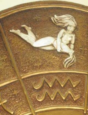 Aquarius water bearer with symbol vintage gold