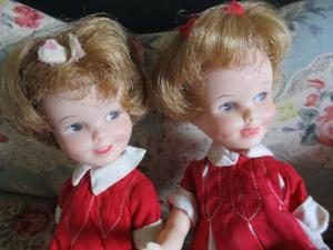 gemini vintage twin dolls red dress
