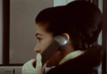 margot fonteyn in phone booth close up
