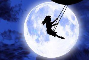 girl in moon swing